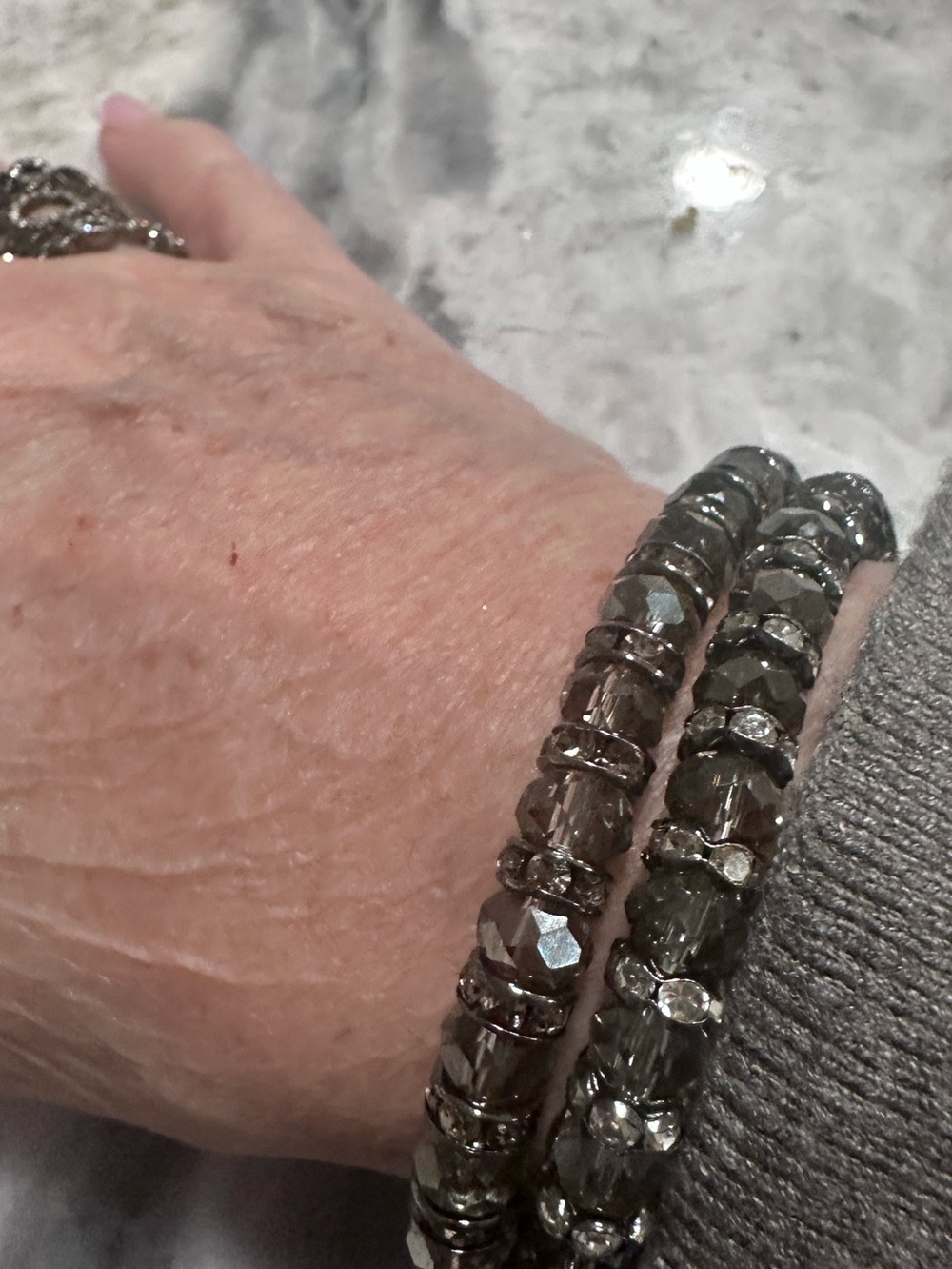 Park Lane Smoky Crystal Stretch Bracelets with Pavé Spacer Beads - Picture 8 of 11